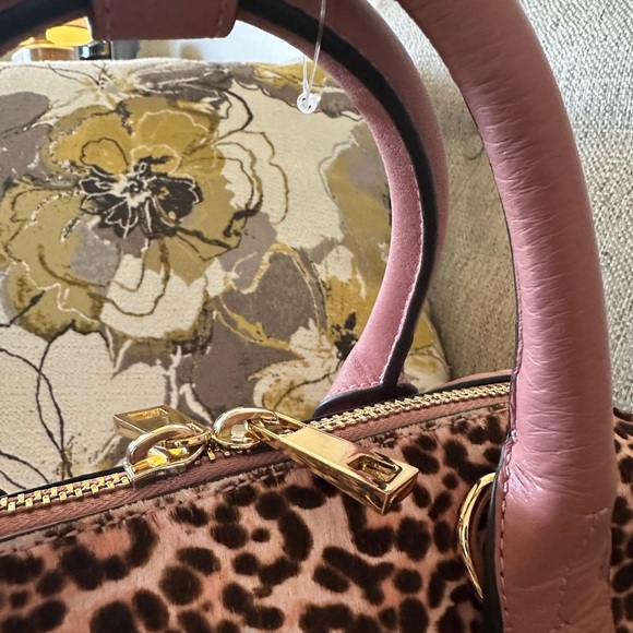 Vince Camuto Kime Tea Rose Leopard Print Handbag Calf Hair - Picture 11 of 16